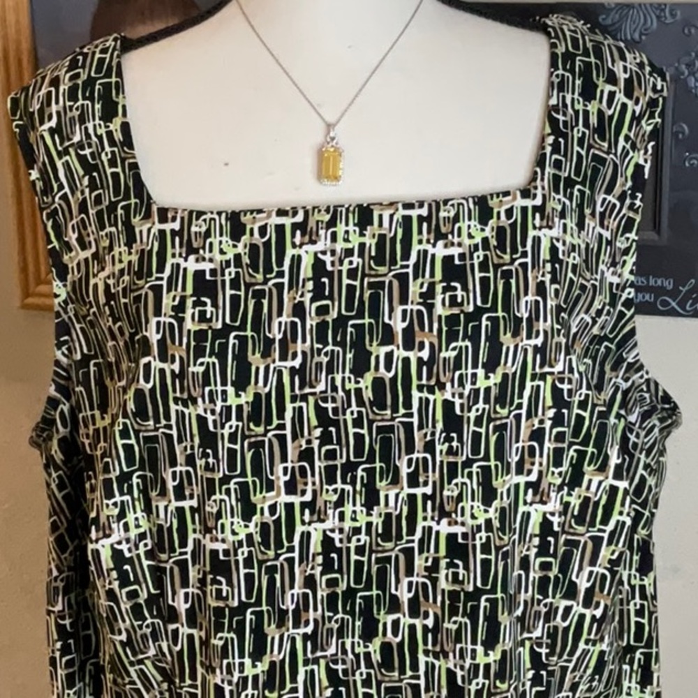 Dress Barn Black, Green, Tan and White Dress